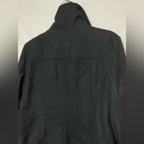 Steve Madden Long Black Wool Blend Coat | Jacket | Asymmetrical Zip Winter Fall - Picture 14 of 16